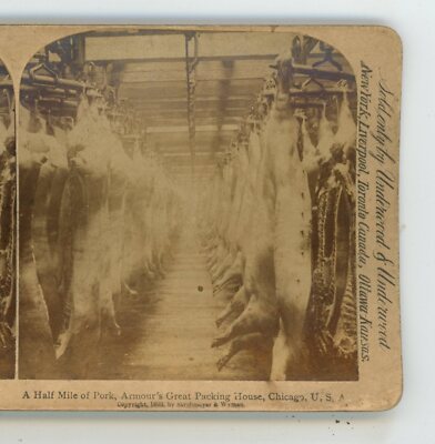 Half Mile Pork Armour's Packing House Chicago Illinois IL Underwood Stereoview
