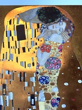 36" 1989 Gustav Klimt Kiss Verkerke Gallery Art Gold Lithograph Print Poster Vtg