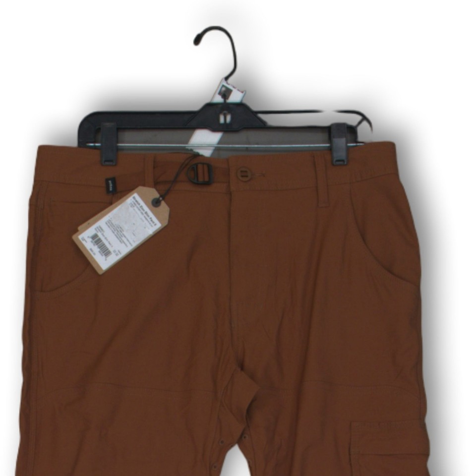 NWT Prana Brown Stretch Zion Slim Flat Front Hiking Chino Mens Pants