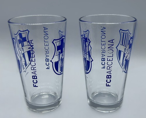 Juego De 2 Gráficos De Colección FC Barcelona Fútbol Vaso De Cerveza Fútbol Azul - Imagen 4 de 10