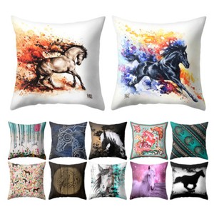 Bl Colorful Horse Pillow Case Cushion Cover Home Bedroom Sofa