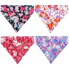 4Pcs Small Dog Bandanas Slide on Collar Set Washable Cherry Blossoms Puppies ...