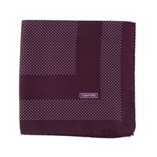 New 180 TOM FORD Plum Purple Dot Print Silk Pocket Square