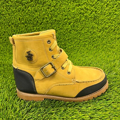 Beverly Hills Polo Club Mens Size 6M Gold BrownBlack Leather Boots Shoes