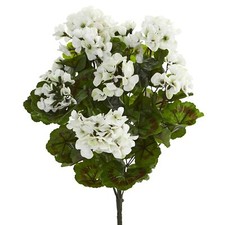Nearly Natural Artificial, UV Resistant, Geranium Bush, Set of 3