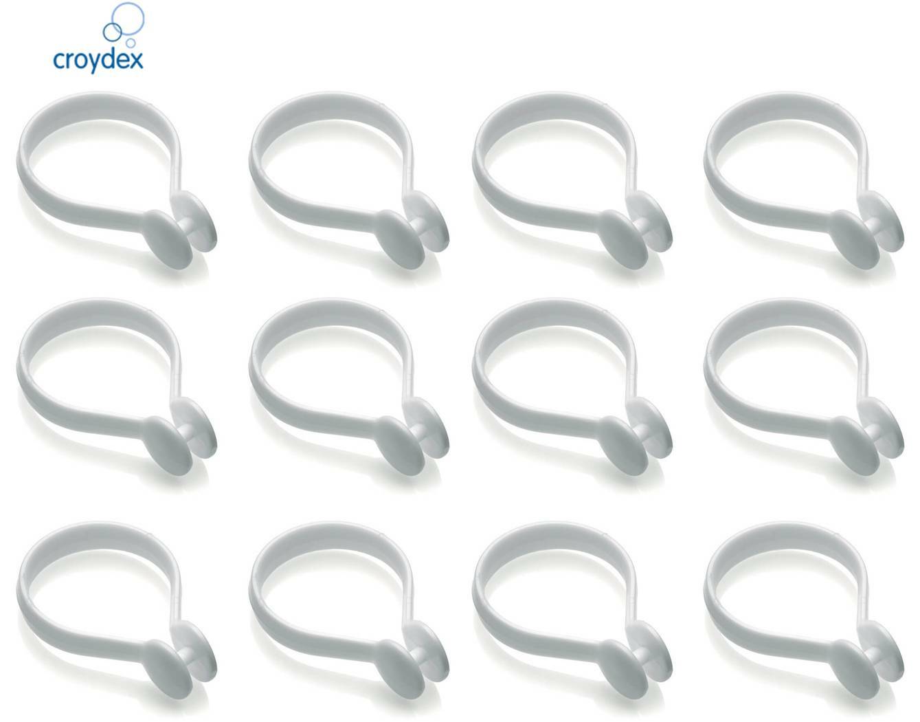 Croydex Button White Shower Curtain Ring Pack of 12 AK142222