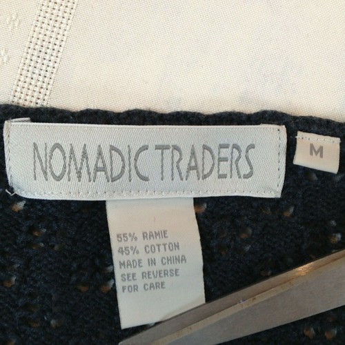 NOMADIC TRADERS Buttonless 3/4 Sleeve Navy Blue Knit Cardigan Sweater Women's M - Picture 7 of 9
