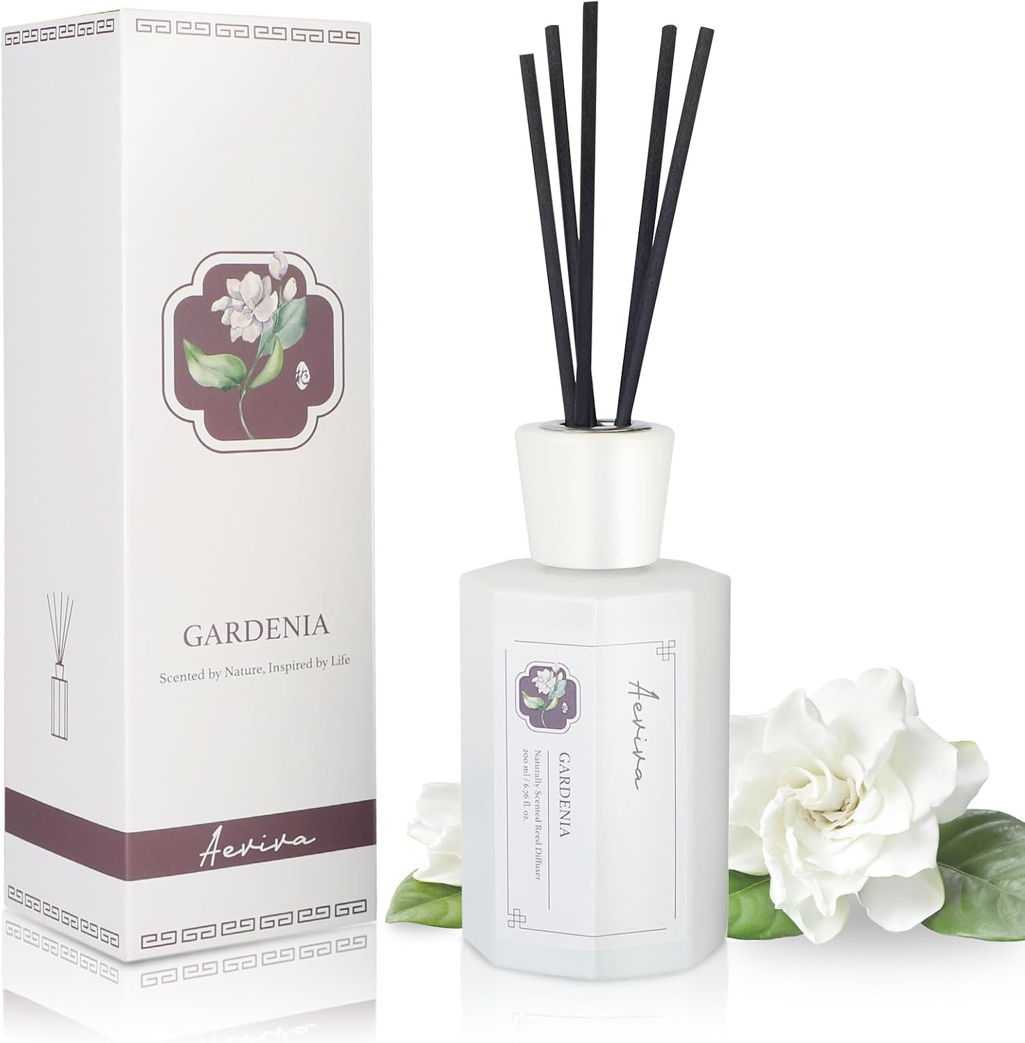 Reed Diffuser Set, 6.76 Fl Oz Gardenia Scent Oil Diffuser, Home Fragrance with R