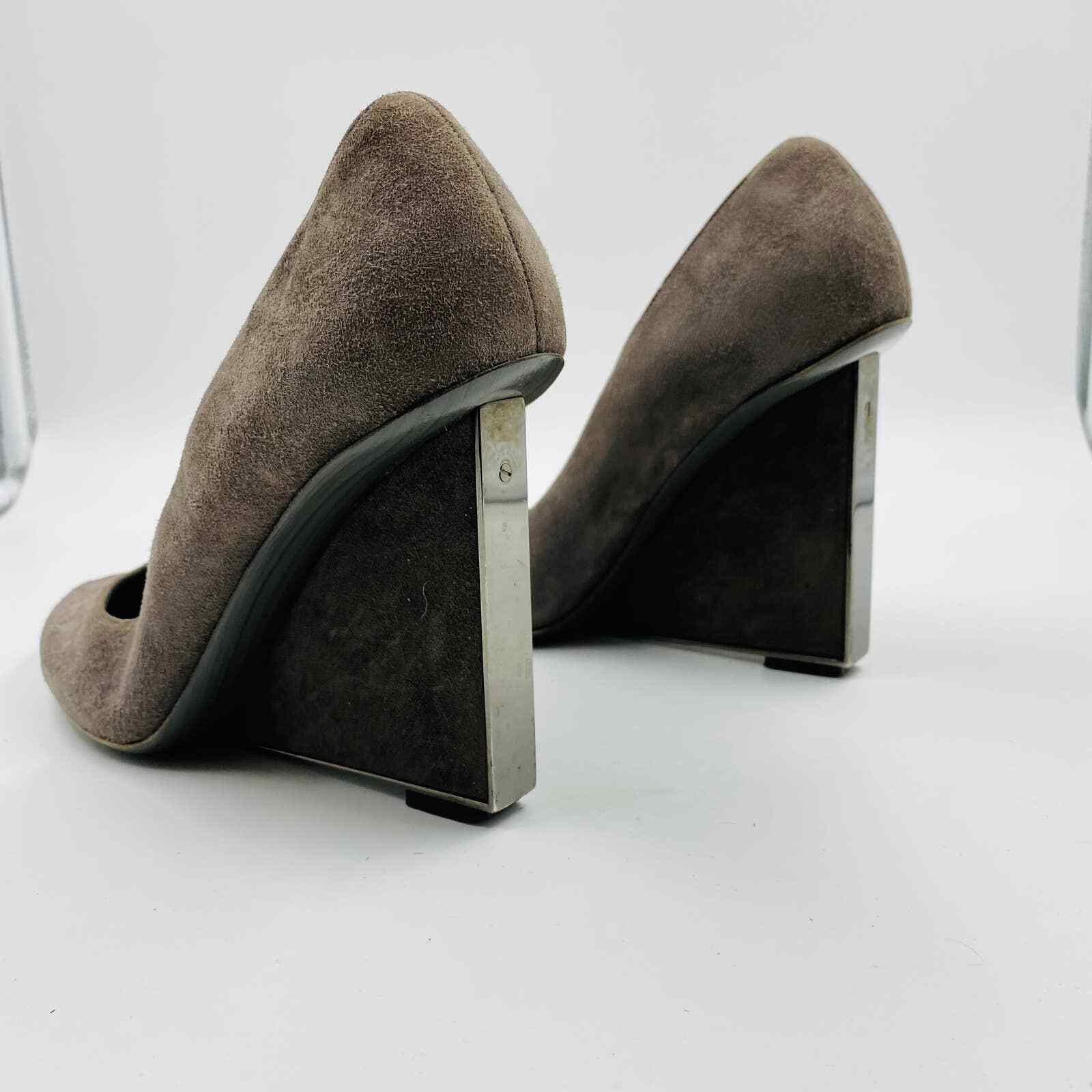 Halston Womens Grey Suede Rectangular Pointed Toe… - image 2