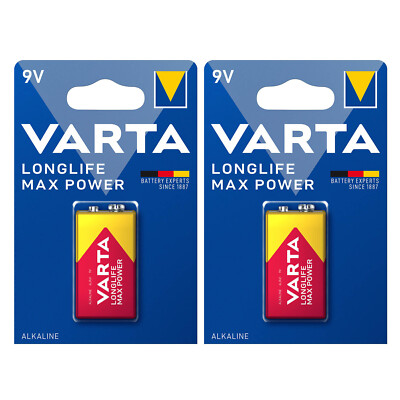 2x 1er Blister VARTA 9V Block LONGLIFE Max Power Alkaline Batterie 6LR61 MN1604