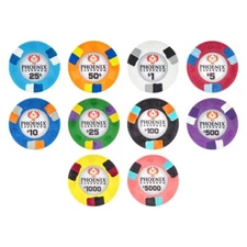 Phoenix Card Room Pure Clay 10 Gram Poker Chips Sample Set Pack New 10 Chips
