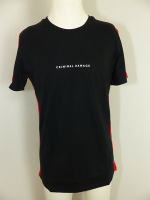 Neues Criminal Damage Herren T-Shirt Carnaby Gr XS Schwarz Rot NEU