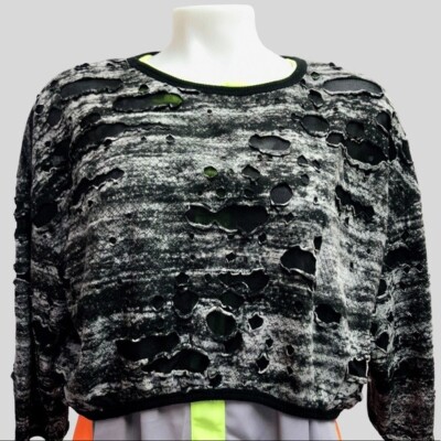 Women Bless Tokyo cropped distress jumper, sz S