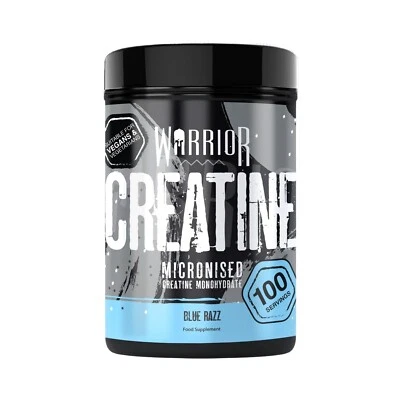 BODYBUILDING WAREHOUSE Creatine Monohydrate Powder 500g - Warrior Supplements - Blue Raspberry