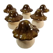 Lot of Six (6) Clay Art Pottery 4" Mushrooms