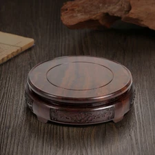 Chinese Wooden Display Stand Hand Carved Round Pedestal Bonsai Teapot Vase Base