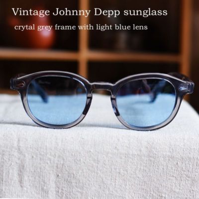 Vintage Men blue sunglasses johnny depp gray acetate glasses blue glasses LARGE