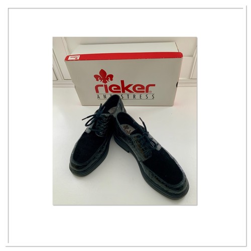 Rieker Antistress Ladies genuine patent leather suede trim lace up Shoes UK 3.5 - Picture 6 of 24