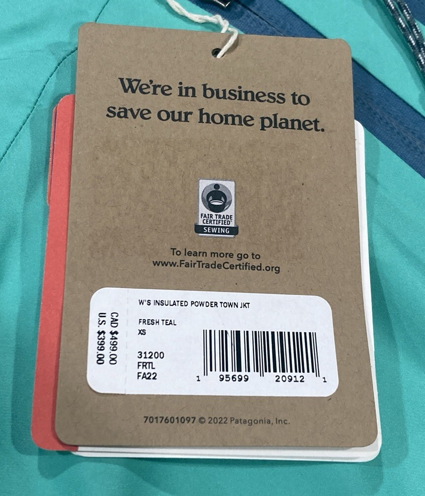 Patagonia Insulated Powder Town Jacket Fresh Teal Women's XS Ski Snowboard NWT thumbnail 5