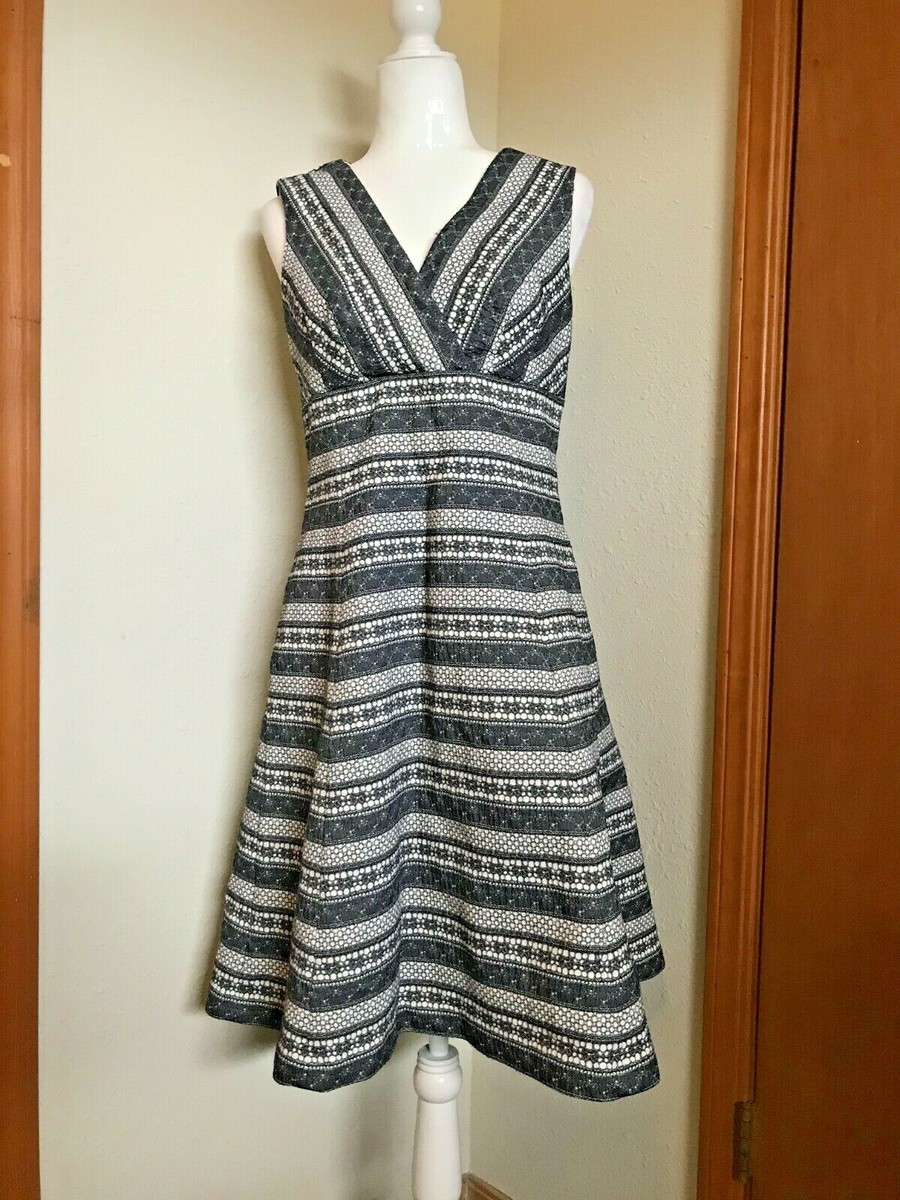 W by Worth Blue White Embroidered Lace A-Line Dress Sz Small S V