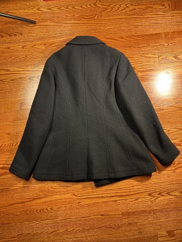 Theory Women's Wool Blend Black Pea Coat Size Medium - Picture 7 of 9