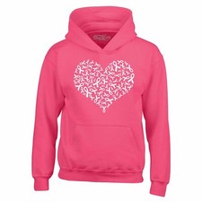 Pink Ribbon Heart Montage Wht Hoodies Breast Cancer Awareness Sweatshirts