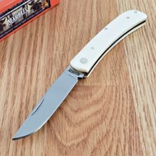 Marbles Work Folding Knife 2.75" Stainless Steel Blade White Smooth Bone Handle