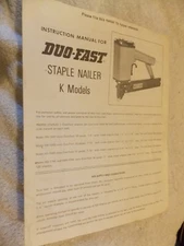 Dou fast Staple Nailer K Models Instruction Owners Manual