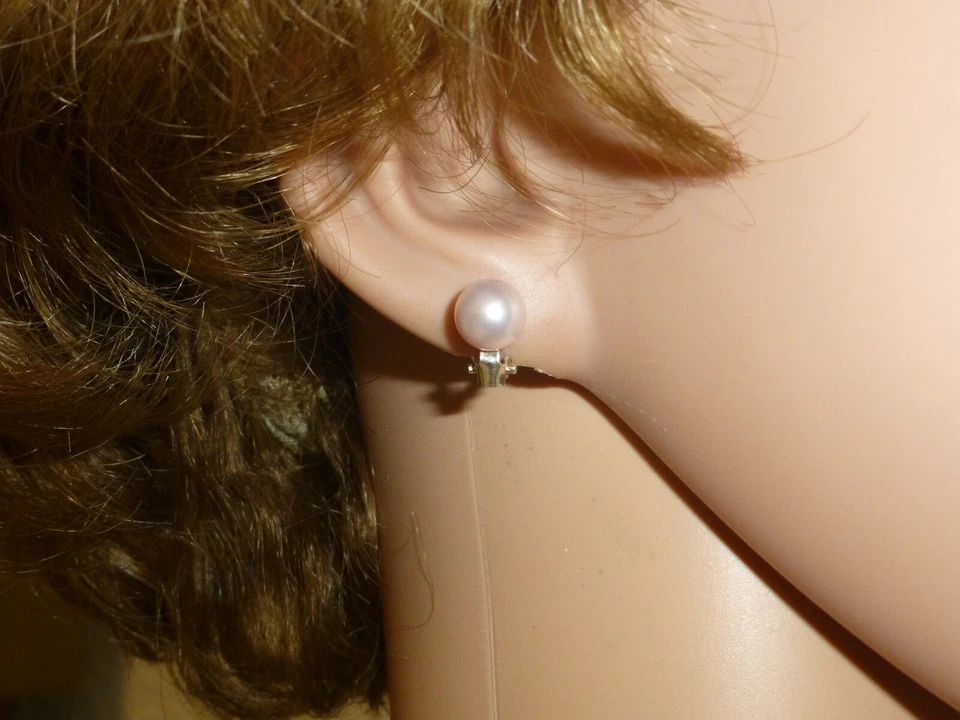 Perlen-Ohrclips Ohrringe 8mm Silber 925 Gold Brautschmuck -viele Farben- - Bild 2 von 4