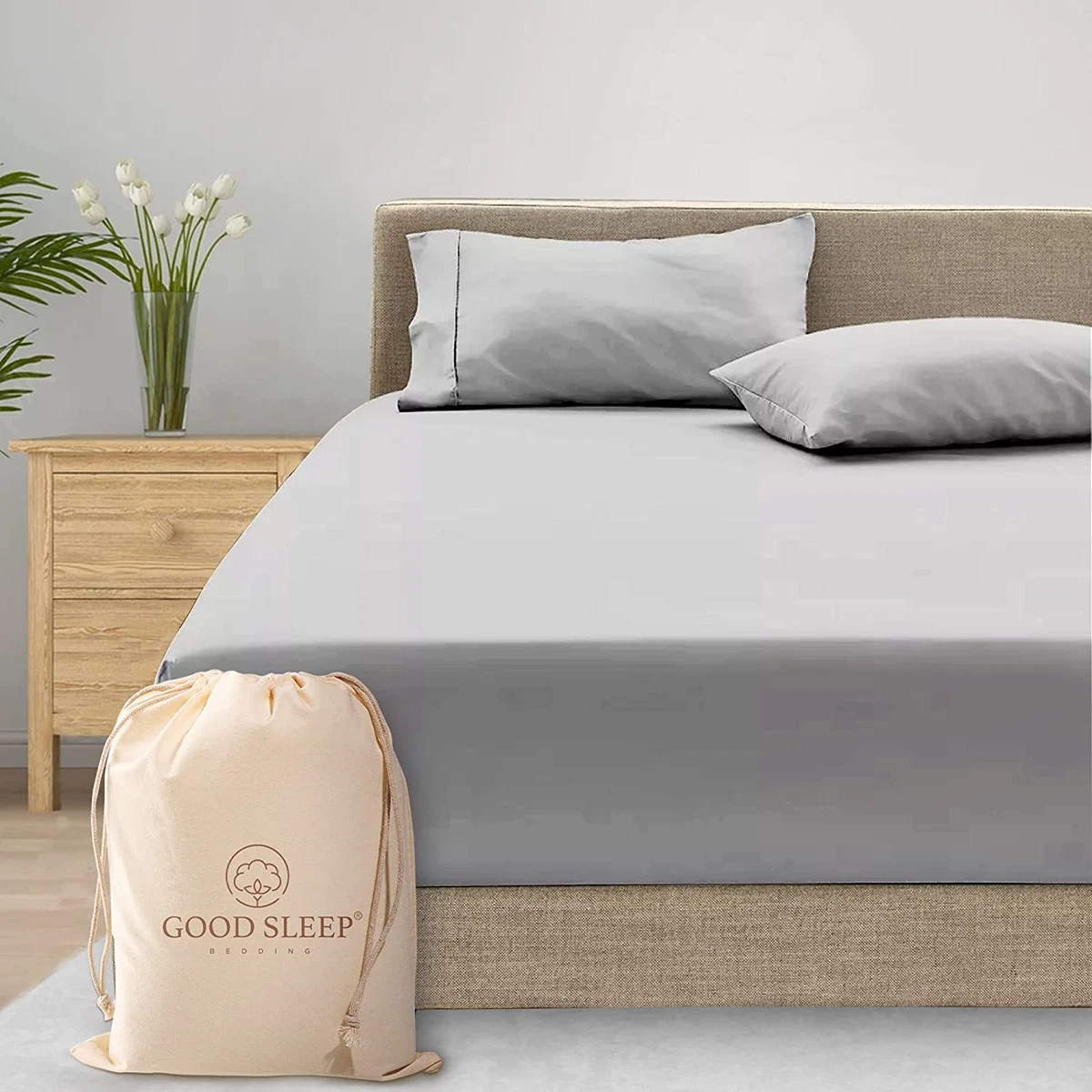 800 Thread Count Light Gray King Fitted Sheet Only Deep Pocket