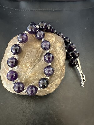 12mm Purple Amethyst Navajo Sterling Silver Necklace 21  18304