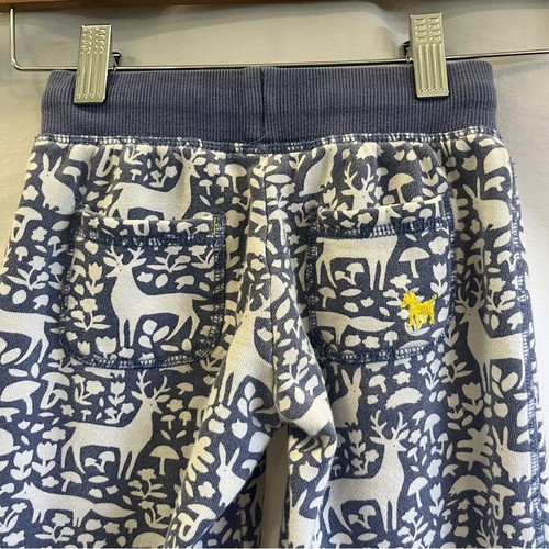 Mini Boden Blue Pant White Woodland Deer Rabbit Forest Animals Size 5 Drawstring - Picture 4 of 7