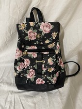 Floral Black Backpack Small With Pink Flowers For Women