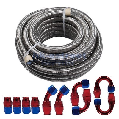 10AN -AN10 E85 Stainless Steel PTFE Fuel Line Hose Swivel Fittings Kit 30FT 9M