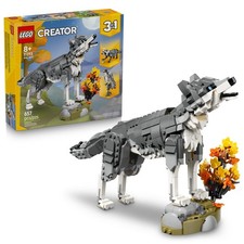 LEGO Creator 3 en 1 Bosque Animales Gris Lobo Juguete de Construcción 31393 Niños Niñas Edades