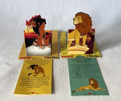 2 Vintage 1994 Disney König der Löwen Pop Up Charakter Karten Gepard Müsli Giveaways