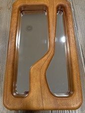 Vintage Mid Century Organic Modern Wood Mirror Handcrafted Wavy Asymmetrical 15"