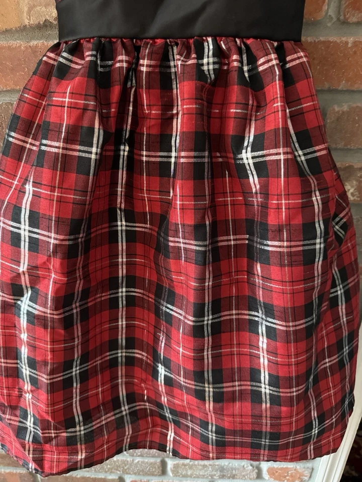Vestido de fiesta George Niños Niñas Rojo a Cuadros Negro Faja Lazo Fiesta de Navidad Talla 14 Foto 3 de 4