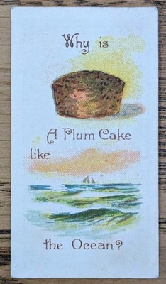 1898 Wills Conundrums Cigarette Card #3 Plum Cake & The Ocean