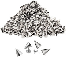 Zhuohai 100 Pairs Cone Spikes Screwback Studs, Cone Silver Studs and Spikes Punk