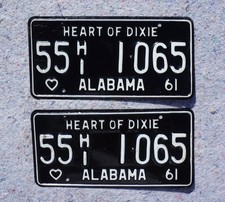1961 Alabama License Plate Plates PAIR / SET