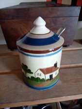 Vintage Preserve Pot with Lid and Spoon. Windermere theme. VGC