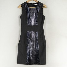 Calvin Klein Dress Sz 2 Gray Sequins Sheath Knee Length Career Party Sleeveless
