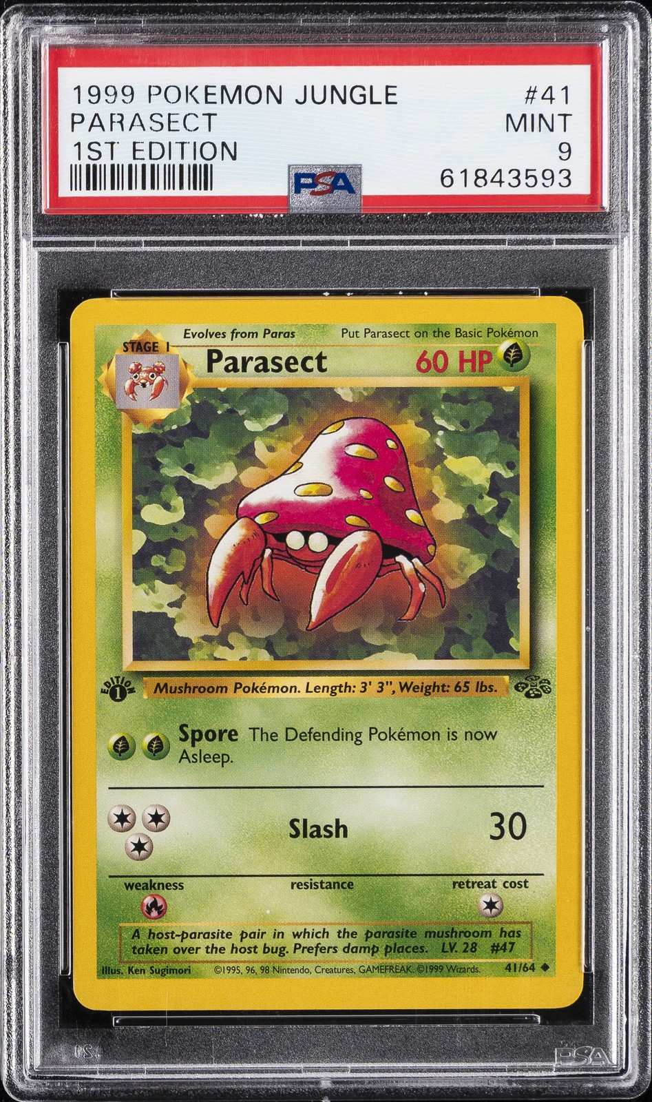 1999 POKEMON JUNGLE 1ST ED #41 PARASECT PSA 9