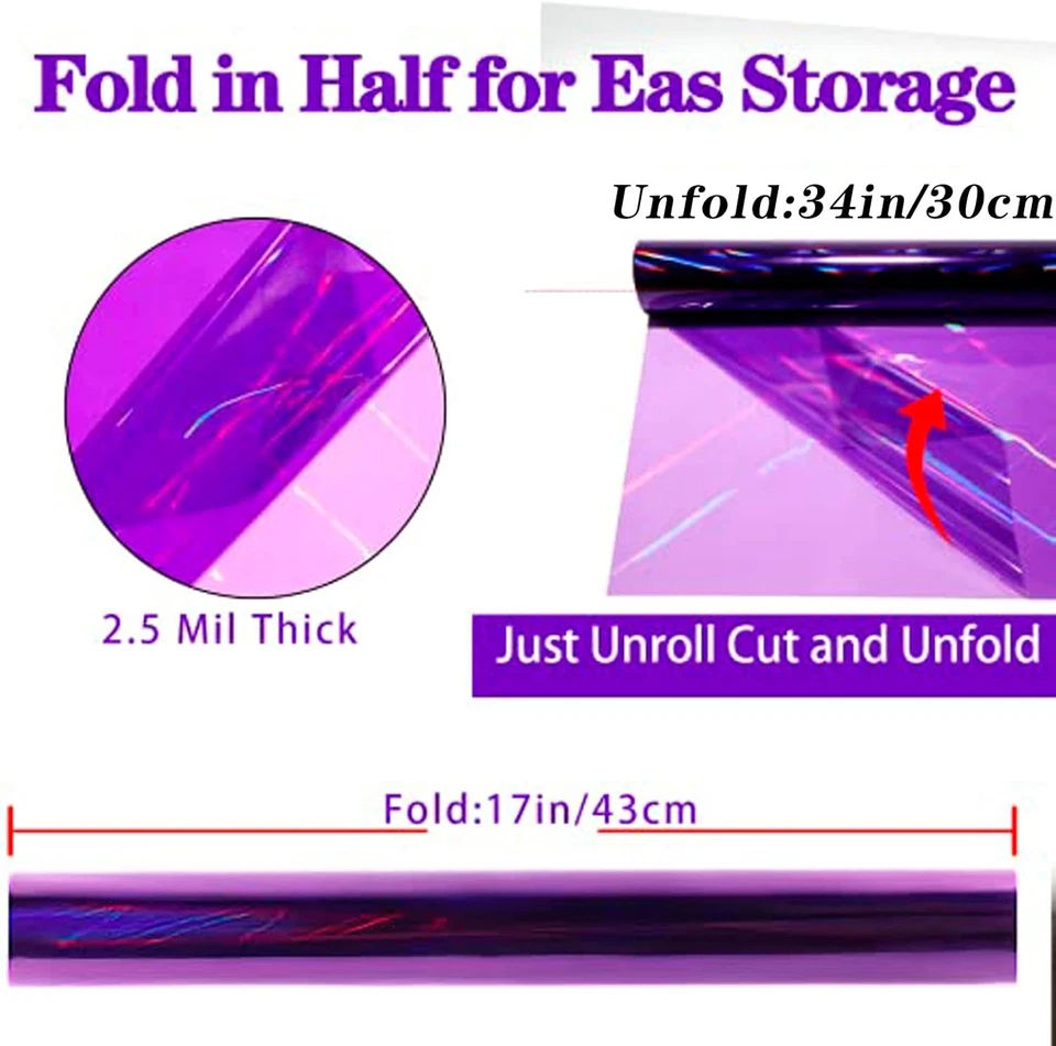 Rollo envolvente de celofán violeta iridiscente CMFYHM I 1 unidad (paquete de 1), Foto 2 de 4
