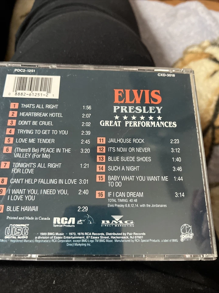 Great Performances Elvis Presley 1989 Double Play Compact Disc Audio CD 16 Songs Foto 2 de 2