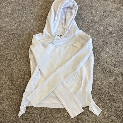 Frank & Eileen Tee Lab Melanie Raw Edge Hoodie Womens XS White Pullover EUC