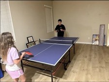 8FT Folding Ping Pong Table Tennis Set w/ Wheels Net Paddles Indoor Outdoor Blue