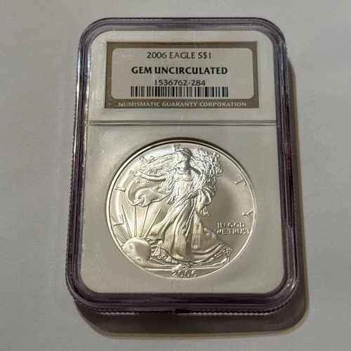 2006 American Silver Eagle $1 NGC Gem Uncirculated .999 Fine Silver