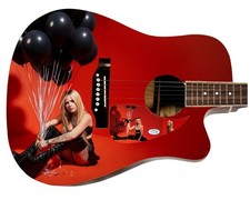 Avril Lavigne Love Sucks Album Autographed Custom Graphics Photo Guitar ACOA